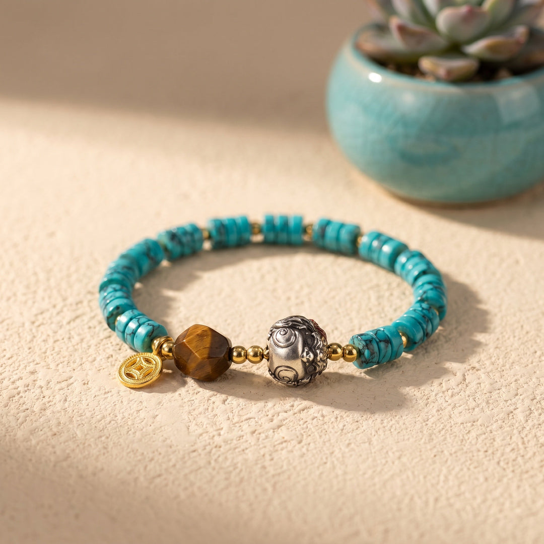 Turquoise Tiger's Eye Magpie Handcrafted Bracelet