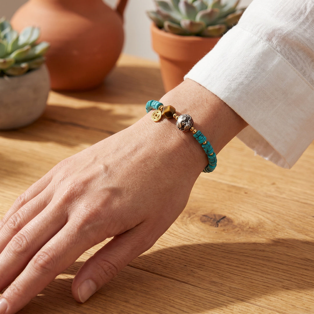 Turquoise Tiger's Eye Magpie Handcrafted Bracelet