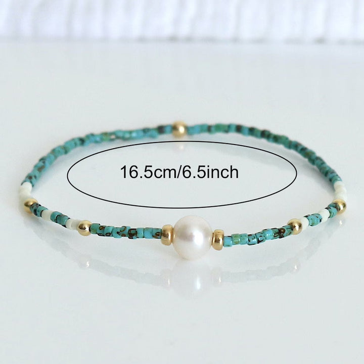 Minimal Turquoise and Pearl Bracelet