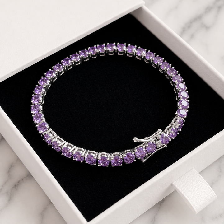 Amethyst Tennis Bracelet | White Gold