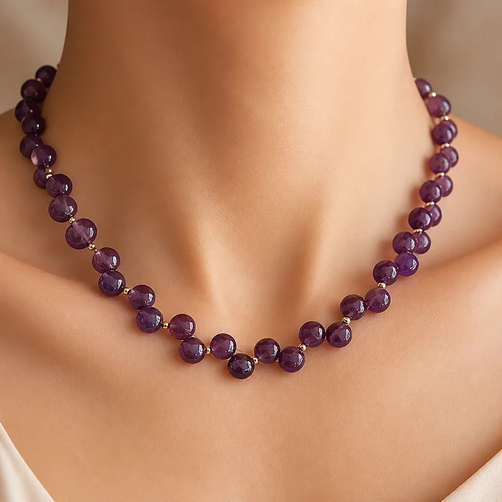 Amethyst Bead Strand Necklace