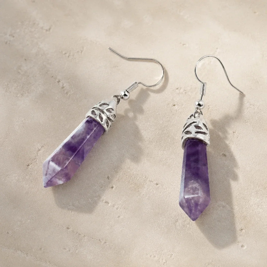 Amethyst Crystal Drop Earrings